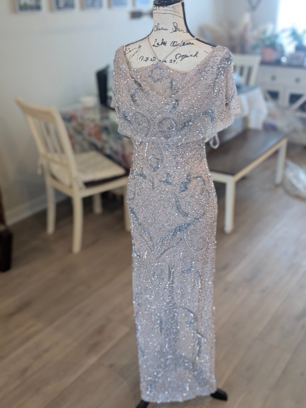Aidan Mattox Shoulder beaded gown